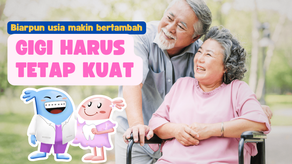 Pasangan lansia bahagia dengan senyum sehat, simbol perawatan gigi yang tetap kuat meski usia bertambah