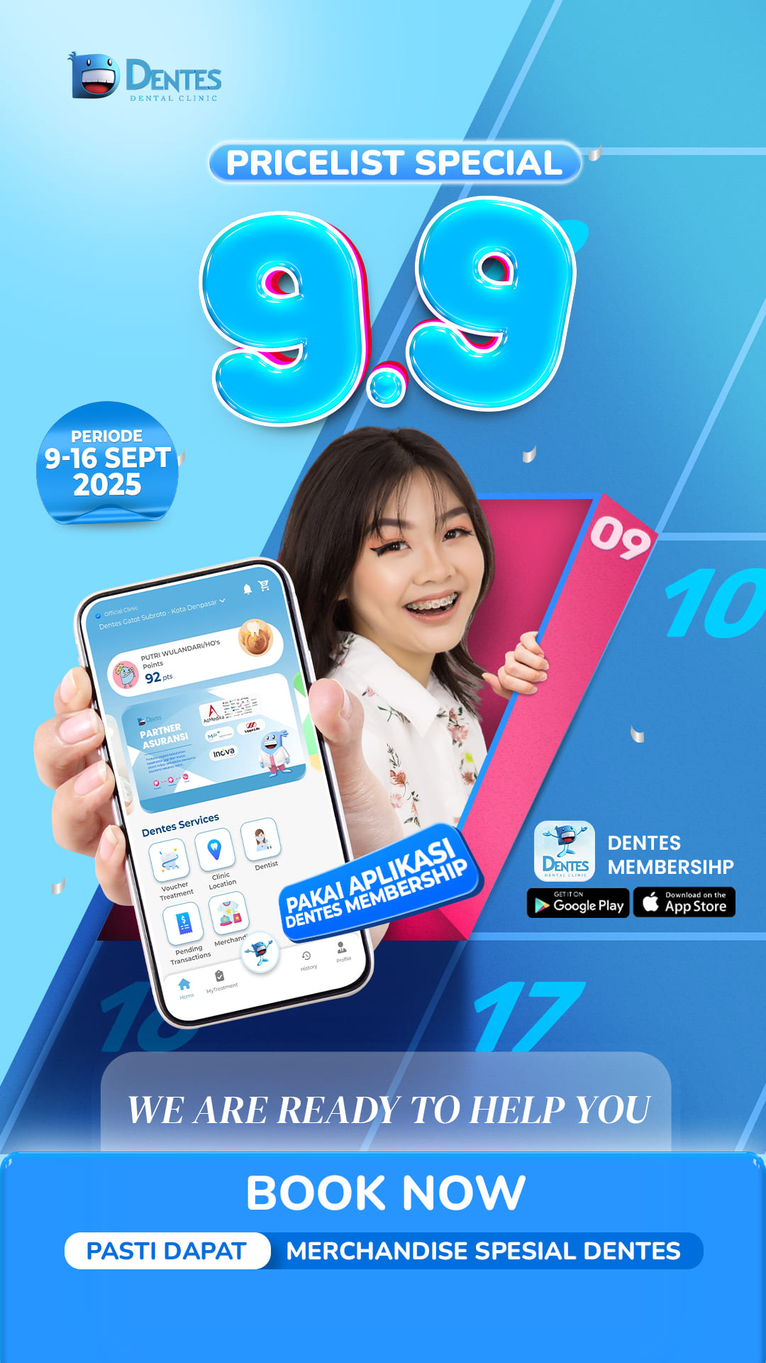 Promo Price List Spesial Double Date 9.9 September 2025 di Klinik Gigi Dentes dengan aplikasi Dentes Membership